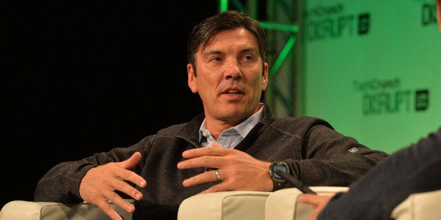 LONDON, ENGLAND - OCTOBER 20: Tim Armstrong, CEO of AOL, on stage during the 2014 TechCrunch Disrupt Europe/London at The Old Billingsgate on October 20, 2014 in London, England. (Photo by Anthony Harvey/Getty Images for TechCrunch)