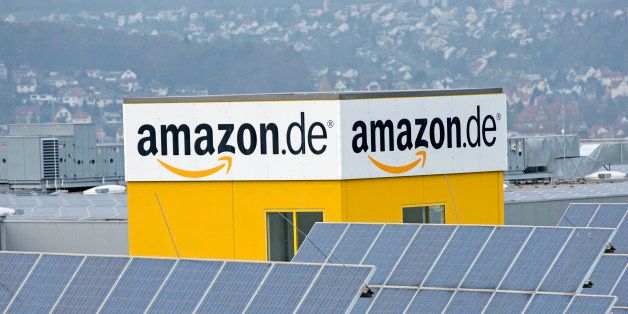 Outside view of the distribution center of the online retailer Amazon during a guided tour for journalists in Bad Hersfeld, Germany, Thursday, Nov. 27, 2014. (AP Photo/Jens Meyer)