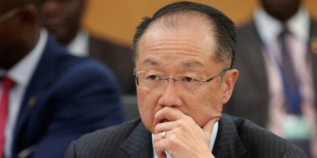 WASHINGTON, DC - APRIL 17: World Bank Group President Jim Kim attend a meeting about the fight against the Ebola outbreak in West Africa during the World Bank-International Monetary Fund Spring Meetings April 17, 2015 in Washington, DC. The World Bank announced Friday that it would provide an additional US$650 million over the next year to help Guinea, Liberia and Sierra Leone to recover from the social, economic and health impact of the Ebola crisis. (Photo by Chip Somodevilla/Getty Images)