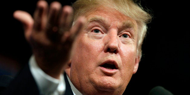 Republican presidential candidate Donald Trump speaks to supporters during a rally, Tuesday, June 16, 2015, in Des Moines, Iowa. (AP Photo/Charlie Neibergall)