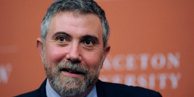 PRINCETON, NJ - OCTOBER 13: Princeton Professor and New York Times columnist Paul Krugman smiles during a press conference to announce his winning the Nobel Prize October 13, 2008 in Princeton, New Jersey. Krugman was given the prestigious award, which includes a prize of $1.4 million for his work on economic trade theory. (Photo by Jeff Zelevansky/Getty Images)