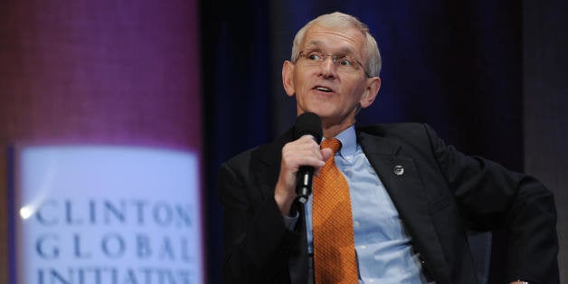 Steve Gunderson, President and CEO, Council on Foundations,speaks at the Clinton Global Initiative (CGI) September 26, 2008 in New York. The three-day event will bring together global leaders to develop and then implement workable solutions to some of the world's most pressing challenges. AFP PHOTO/Stan HONDA (Photo credit should read STAN HONDA/AFP/Getty Images)