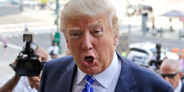 Donald Trump arrives for jury duty in New York, Monday, Aug. 17, 2015. Trump was due to report for jury duty Monday in Manhattan. The front-runner said last week before a rally in New Hampshire that he would willingly take a break from the campaign trail to answer the summons. (AP Photo/Seth Wenig)