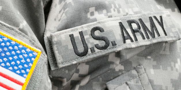 USA flag and U.S. Army patch on solder's uniform