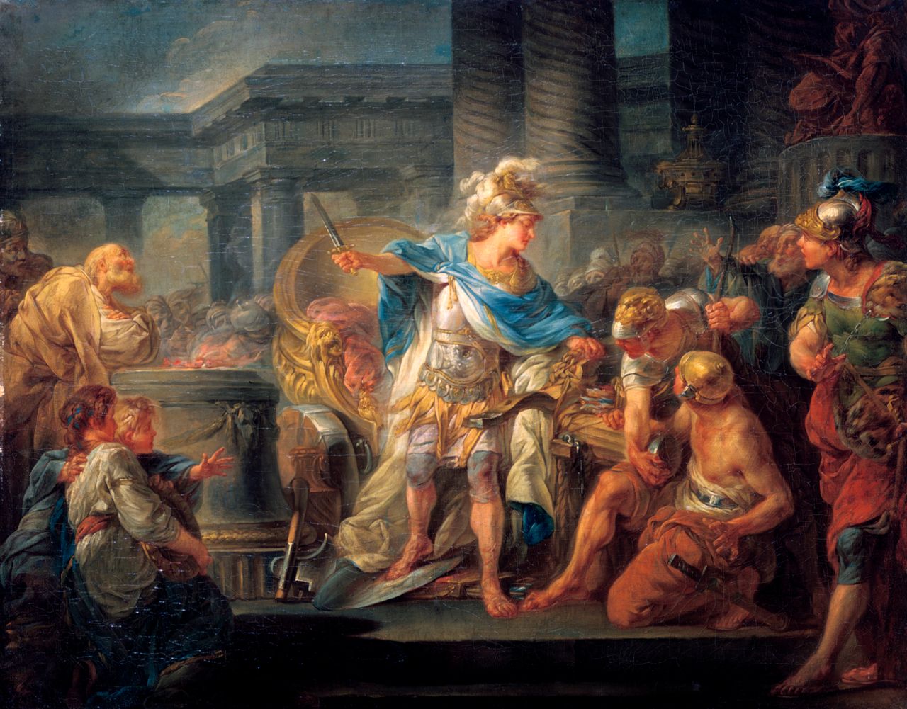  Ο Αλέξανδρος κόβει τον Γόρδιο δεσμό (τέλη 18ου αιώνα αρχές 19ου Από το Ecole des Beaux-Arts, Paris.)