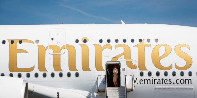 SCHOENEFELD, GERMANY - MAY 21: Airbus A380-800 of the Arabic airline Emirates on March 21, 2014 in Schoenefeld, Germany. (Photo by Thomas Trutschel/Photothek via Getty Images)