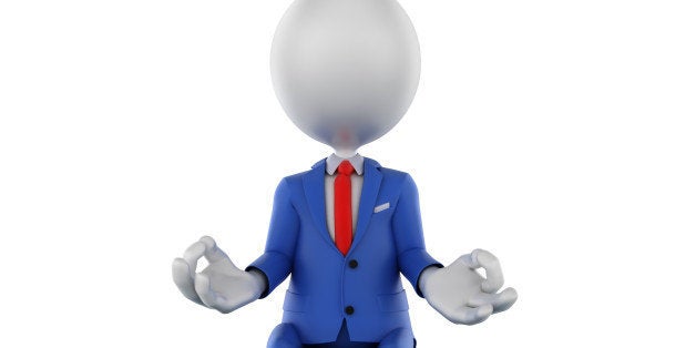 '3d businessman meditating on earth globe, focus on the USA. Isolated on white with clipping path included.'