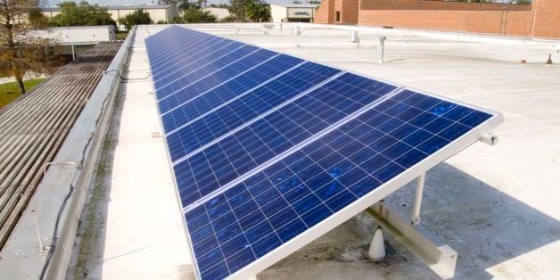 Solar Panels, saving electricity by getting it from the sun in greening of Earth at Lyman High School Longwood, Florida, United States. (Photo by: MyLoupe/Universal Images Group via Getty Images)