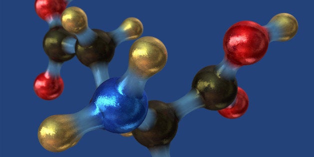 A model of a molecule of Glutamic Acid, an amino acid. Amino acids are the building blocks of proteins and have many functions in metabolism. In particular, Glutamic Acid has an important function in cell metabolism and neurotransmission.