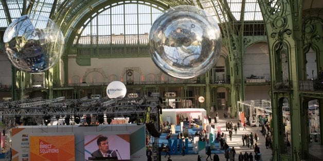 PARIS, FRANCE - DECEMBER 04: A general view of the 'Immersive' exhibition as part of the 21st session of the conference on c