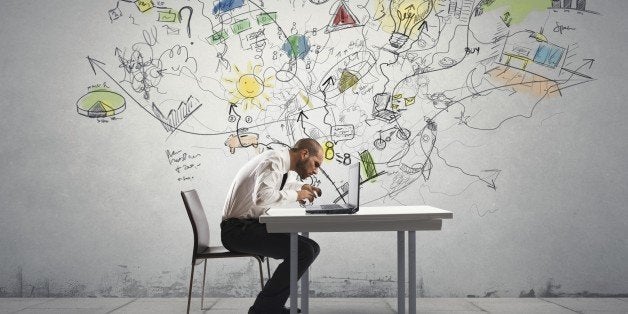 Businessman working on a new idea with a laptop