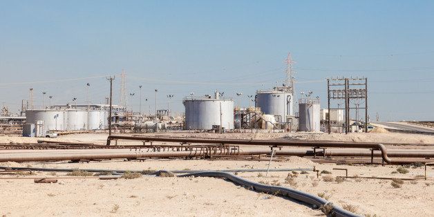 Petrochemical industry facilities in the desert of Bahrain, Middle East