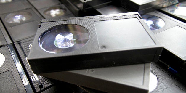 From the 1970s and 80s a collection of old Betamax video tapes used to record off-air tv programmes