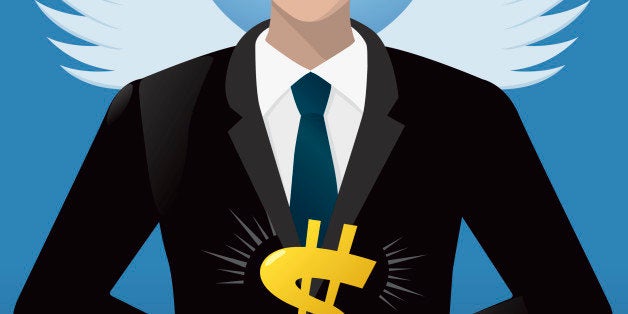 Illustration of an angel investor offering investment.