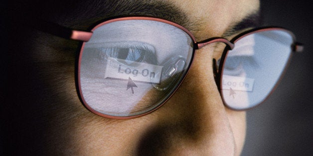 Reflection of computer screen in glasses