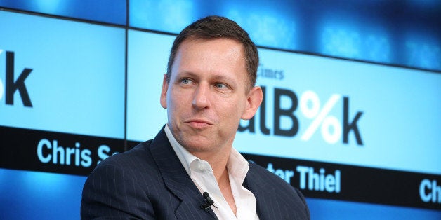 NEW YORK, NY - NOVEMBER 03: Partner at Founders Fund Peter Thiel participates in a panel discussion at the New York Times 2015 DealBook Conference at the Whitney Museum of American Art on November 3, 2015 in New York City. (Photo by Neilson Barnard/Getty Images for New York Times)