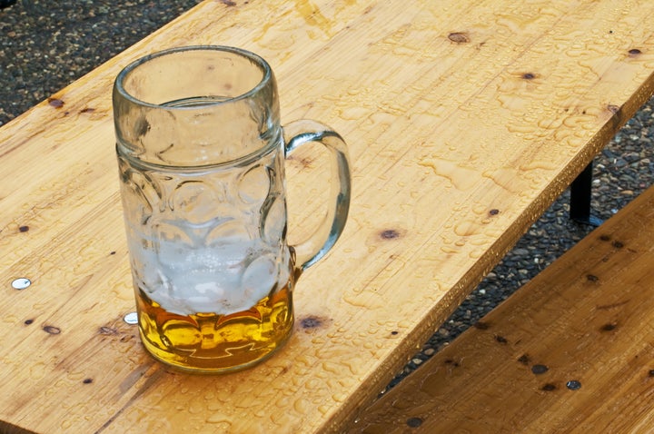 beer mug in rain