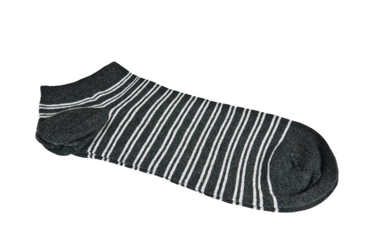 pair of striped socks on white...