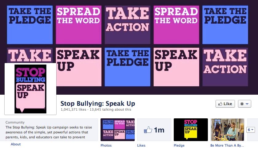 Facebook's Stop Bullying: Speak Up Page
