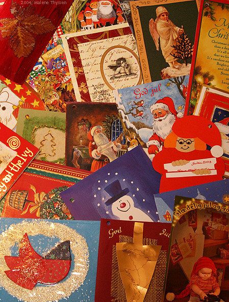 Christmas cards with angels, scandinavian “Image:Nisse1.jpg | nisser ”, Father Christmas, snow men, hearts and gold. Julekort med engle, ... 