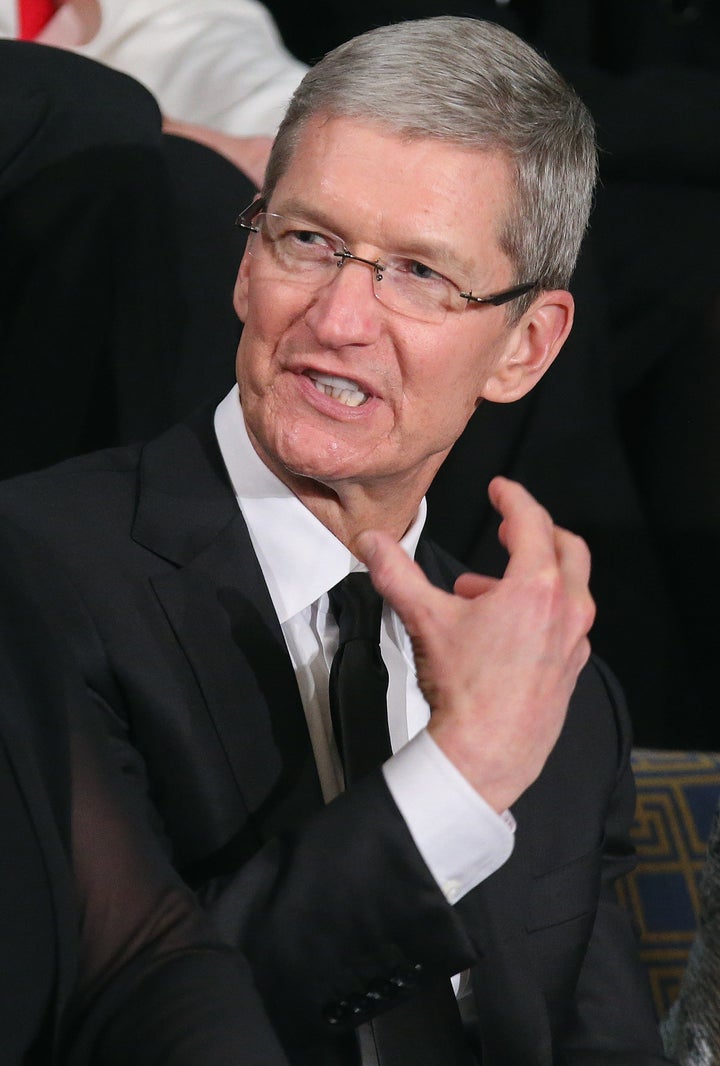 WASHINGTON, DC - FEBRUARY 12: Apple CEO Tim Cook attends U.S. President Barack Obama's State of the Union speech before a joint session of Congress at the U.S. Capitol February 12, 2013 in Washington, DC. Facing a divided Congress, Obama focused his speech on new initiatives designed to stimulate the U.S. economy and said, 'ItÕs not a bigger government we need, but a smarter government that sets priorities and invests in broad-based growth'. (Photo by Chip Somodevilla/Getty Images)