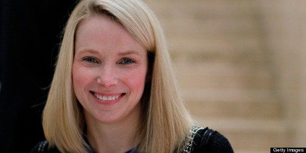 Marissa Mayer, chief executive officer of Yahoo! Inc., pauses in the Congress Center on day three of the World Economic Forum