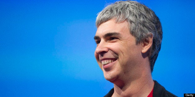 Larry Page, co-founder and chief executive officer at Google Inc., smiles during the Google I/O Annual Developers Conference