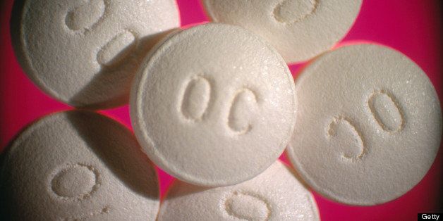 10 mg OxyContin (oxycodone HCI) controlled-release tablet. A morphine-like pain killer, widely abused as a recreational drug.