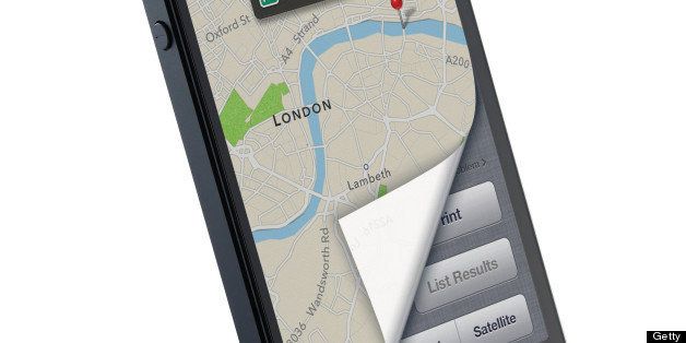 (EDITORS NOTE: This image has been digitally manipulated) A black Apple iPhone 5 smartphone showing Apple's own Maps application, taken on October 4, 2012. (Photo by Simon Lees/Apple Bookazine via Getty Images)