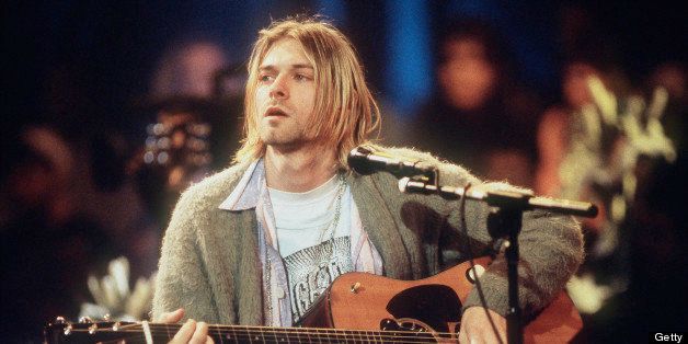 Kurt Cobain of Nirvana during the taping of MTV Unplugged at Sony Studios in New York City, 11/18/93. Photo by Frank Micelotta. *** Special Rates Apply *** Call for Rates ***