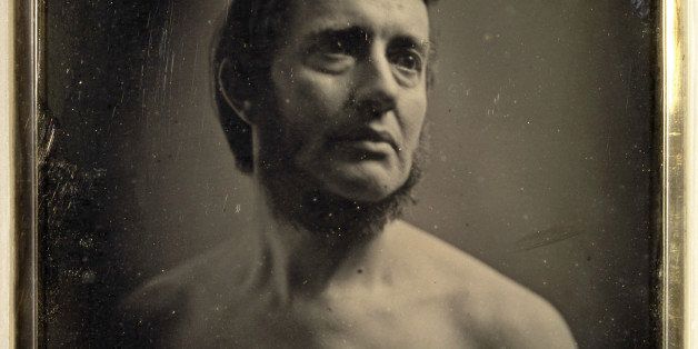 Daguerreotype portrait of American photographer Albert Sands Southworth (1811 - 1894), late 1840s. Southworth sports a neckbeard and no shirt. (Photo by Southworth & Hawes/George Eastman House/Getty Images)