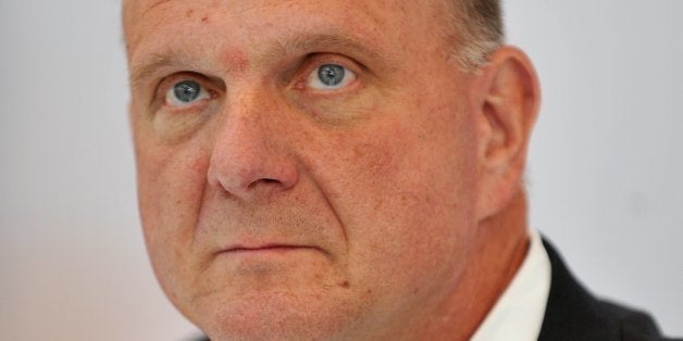 Steve Ballmer, chief executive officer of Microsoft Corp., attends the grand opening of a company store in Troy, Michigan, U.
