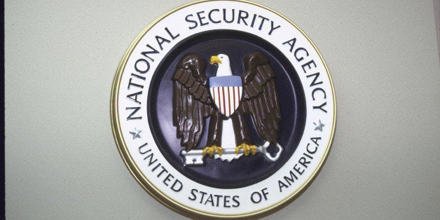 National Security Agency seal hanging on wall. (Photo by Terry Ashe//Time Life Pictures/Getty Images)