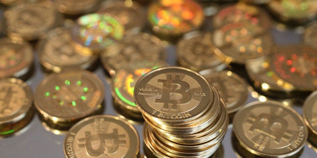 SALT LAKE CITY, UT - APRIL 26: A pile of Bitcoins are shown here after Software engineer Mike Caldwell minted them in his sho