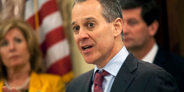 Eric Schneiderman, attorney general for New York, speaks at a news conference in Buffalo, New York, U.S., on Tuesday, June 4, 2013. HSBC Holdings Plc broke New York foreclosure law and put homeowners at greater risk of losing their homes, according to Schneiderman, who said he is suing the bank today. Photographer: Brendan Bannon/Bloomberg via Getty Images 