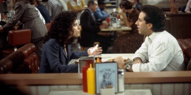 SEINFELD -- 'The Foundation' Episode 1 -- Pictured: (l-r) Julia Louis-Dreyfus as Elaine Benes, Jerry Seinfeld as Jerry Seinfeld -- Photo by: Joey Delvalle/NBCU Photo Bank