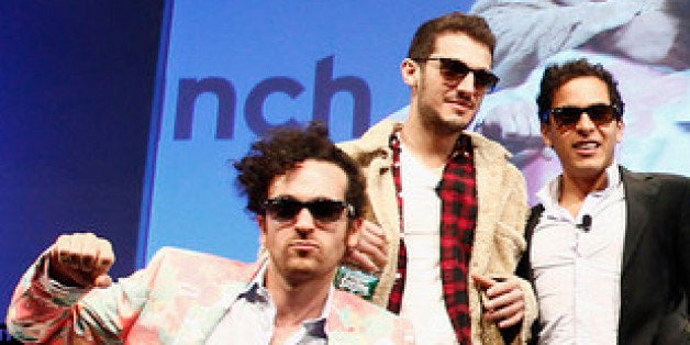NEW YORK, NY - MAY 01: (L-R): Tom Lehman, Ilan Zechory and Mahbod Moghadam of Rap Genius speak onstage with Josh Constine a