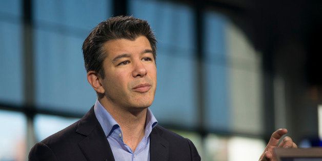 Travis Kalanick, chief executive officer of Uber Technology Inc., speaks during a Bloomberg West Television interview in San Francisco, California, U.S., on Monday, Nov. 25, 2013. Kalanick said that people who sign up as drivers for Uber Technology Inc.'s car-booking service will be able to get discounted financing or leasing for vehicles made by Toyota Motor Corp. and General Motors Co. Photographer: David Paul Morris/Bloomberg via Getty Images 