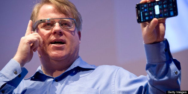 US blogger Robert Scoble presents the Google Glass on April 24, 2013 at the 'NEXT Berlin' conference in Berlin. 'NEXT Berlin' describes itself as 'a meeting place for the European digital industry'. Organisers say that at the conference, 'marketing decision-makers and business developers meet technical experts and creative minds to discuss what will be important in the next 12 months'. The conference is running from April 23 to 24, 2013. AFP PHOTO / OLE SPATA / GERMANY OUT (Photo credit should read Ole Spata/AFP/Getty Images)