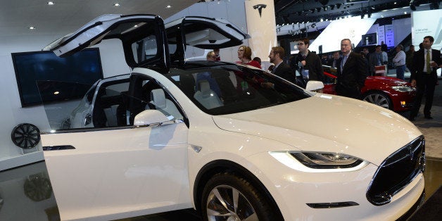 The Tesla Model X is introduced at the 2013 North American International Auto Show in Detroit, Michigan, January 15, 2013. AF
