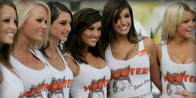 Hooters girls are part of the Aaron's 150 pre-race ceremonies at BMS on Wednesday evening.
