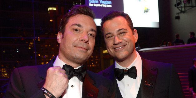 NEW YORK, NY - APRIL 23: Jimmy Fallon and Jimmy Kimmel attend TIME 100 Gala, TIME'S 100 Most Influential People In The World at Jazz at Lincoln Center on April 23, 2013 in New York City. (Photo by Kevin Mazur/WireImage for TIME)