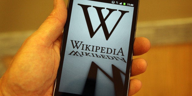 LONDON, ENGLAND - JANUARY 18: A mobile device shows Wikipedia's front page displaying a darkened logo on January 18, 2012 in London, England. The Wikipedia website has shut down it's English language service for 24 hours in protest over the US anti-piracy laws. (Photo by Peter Macdiarmid/Getty Images)