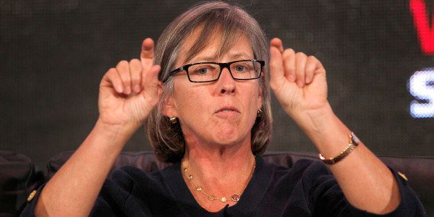 Mary Meeker, partner at Kleiner Perkins Caufield & Byers, gestures at the Web 2.0 Summit in San Francisco, California, U.S., on Tuesday, Oct. 18, 2011. The conference brings together 1,000 senior executives from the worlds of technology, media, finance, telecommunications, entertainment, and the Internet. Photographer: Tony Avelar/Bloomberg via Getty Images 