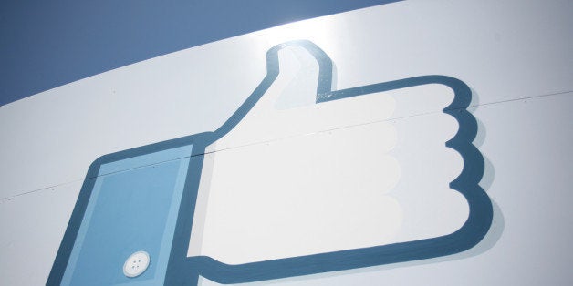 A Facebook Like Button logo is seen at the entrance of the Facebook headquarters in Menlo Park on May 10, 2012 in California. AFP PHOTO / Kimihiro HOSHINO (Photo credit should read KIMIHIRO HOSHINO/AFP/GettyImages)