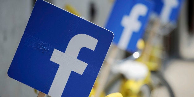 Bicycles are festooned with the Facebook logo during the Facebook Fit "Small Business Boot Camp" at Austin Music Hall, on Thursday, July 24, 2014 in Austin, Texas. (Photo by Darren Abate/Invision for Facebook/AP Images)