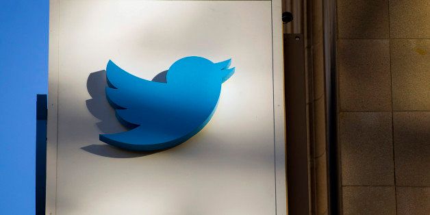 The Twitter Inc. logo is displayed on the facade of the company's headquarters in San Francisco, California, U.S., on Thursday, Nov. 7, 2013. Twitter Inc. surged 85 percent in its trading debut, as investors paid a premium for its promises of fast growth. Photographer: David Paul Morris/Bloomberg via Getty Images