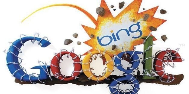 Bing trying to challenge Google.The Search for a rivalIllustration by Dave Wheeler for @TIME