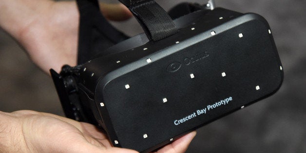 LAS VEGAS, NV - JANUARY 08: The Oculus VR Crescent Bay Headset prototype is displayed at the 2015 International CES at the L