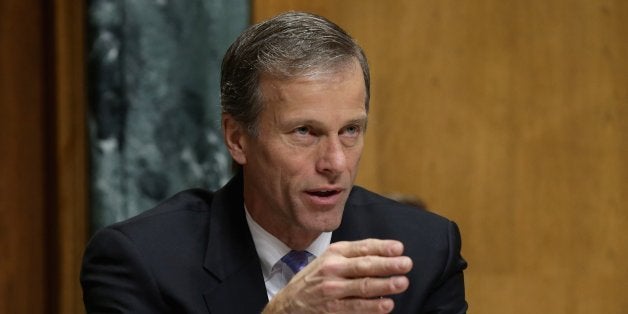 WASHINGTON, DC - FEBRUARY 05: Sen. John Thune (R-SD) questions Treasury Secretary Jack Lew during a Senate Finance Committee